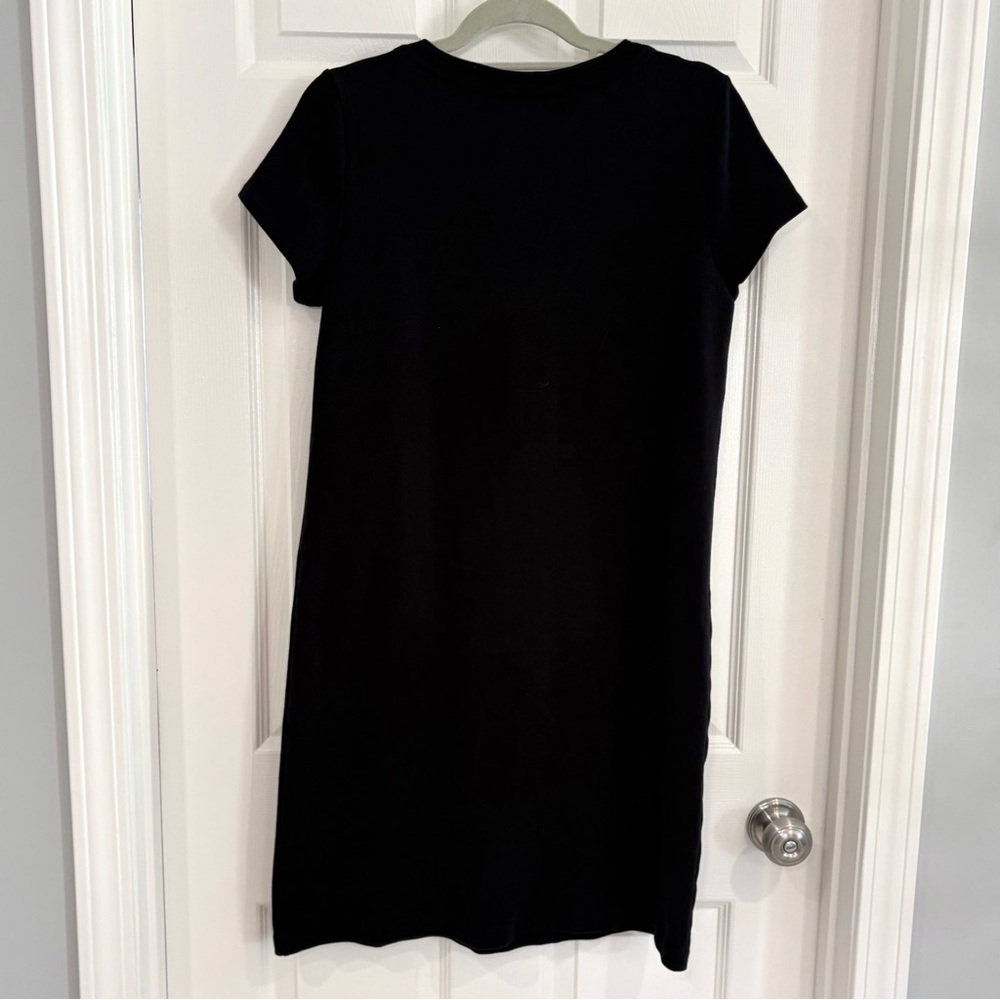 Talbots Black Short-Sleeve Classic Knit Dress Gold Hardware Women M 100% Cotton - Picture 7 of 11